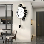 horloge murale numérique minimaliste moderne noire blanche chiffres relief effets découpe cadran lisse fixée