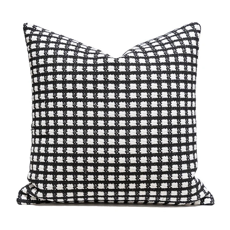 coussin géométrique laine coton contemporain beige gris noir décoratif sofa lit voiture