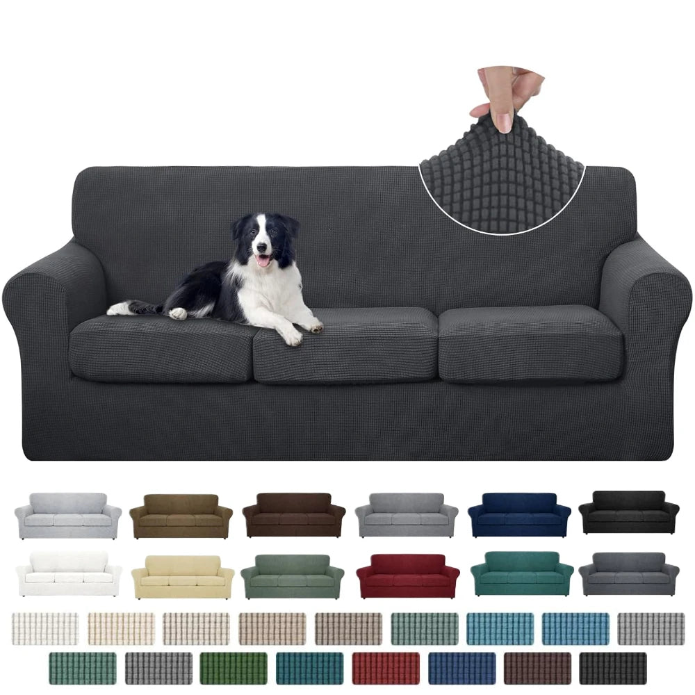 housses canapé jacquard gris foncé texture carreaux moderne fixations boutons support chambre salon machine