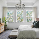 film décoratif fenêtre feuilles vertes moderne protection uv isolation thermique adhésif auto collant versatile