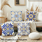housse coussin ornements floraux moderne 100% polyester blanc bleu jaune 40x40cm 45x45cm 50x50cm 60x60cm