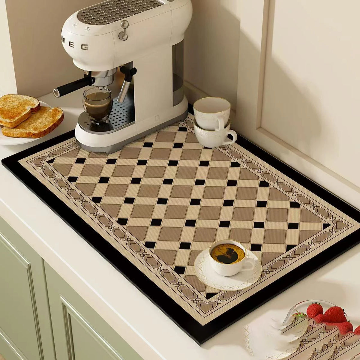 tapis cuisine absorbant antidérapant décoratif séchage vaisselle pose tasse moderne