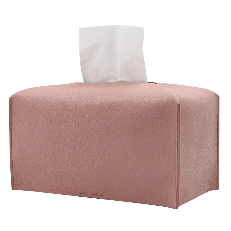 boîte mouchoirs simili cuir moderne gris noir rose pâle adhésif amovible salon decoration