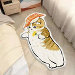 tapis gris cartoon chats motifs floraux polyester lavable machine maison chambre