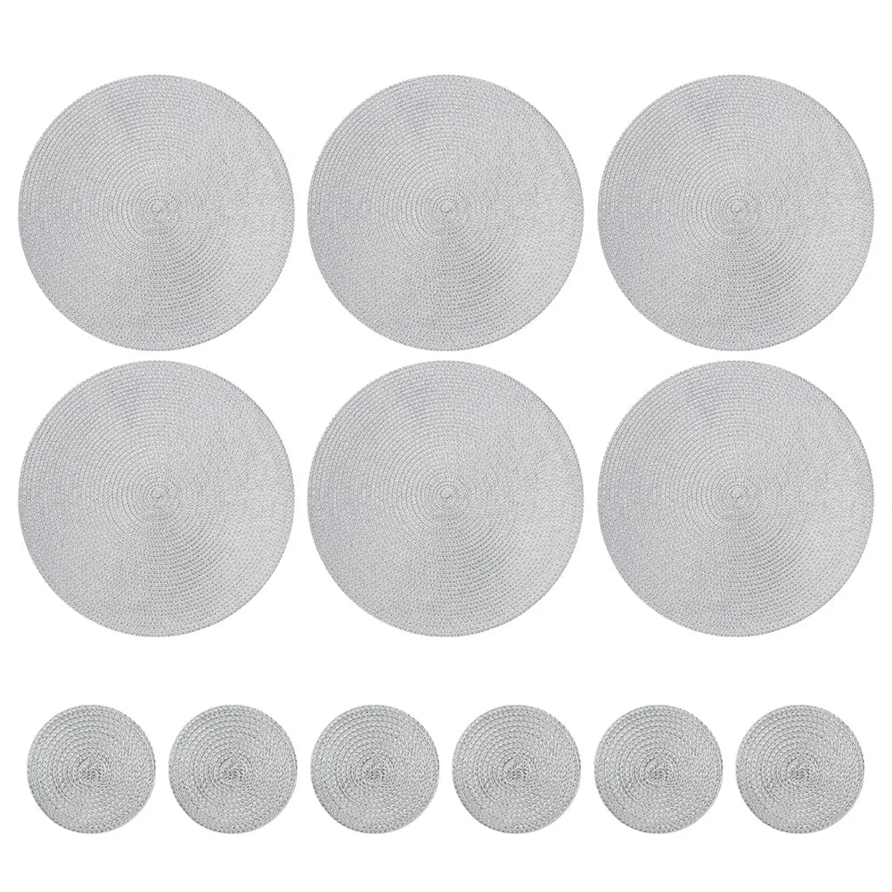 tapis table classique tissage rond marron clair respectueux environnement 34cm diamètre assiette fourchette couteau