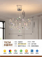 lustre cristal transparent argenté classique branches lumineuses chambre salon