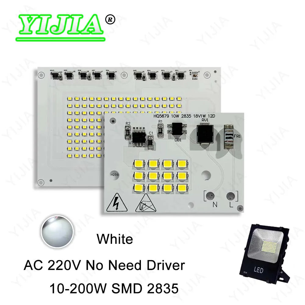 projecteur panneau led blanc 2835 smd 10w 200w intelligent ac220v 70 80 ra