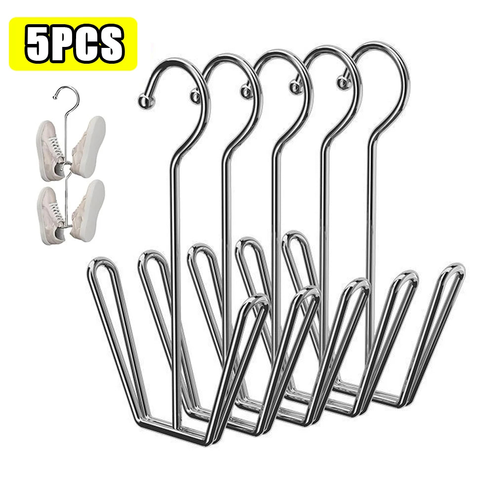 porte souliers argenté moderne réutilisable tringle fixe cintre chaussures séchoir gain place organiser déshumidifier