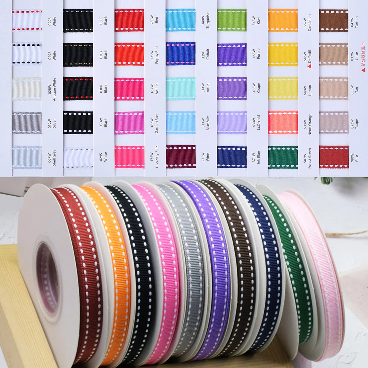 rubans polyester blanc noir rose orange vert bleu clair rayures classiques 0.6cm 0.9cm 1.3cm