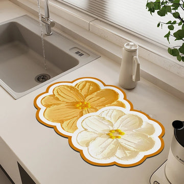 tapis sol cuisine motif fleurs décoratif moderne absorbant antidérapant maison appartement