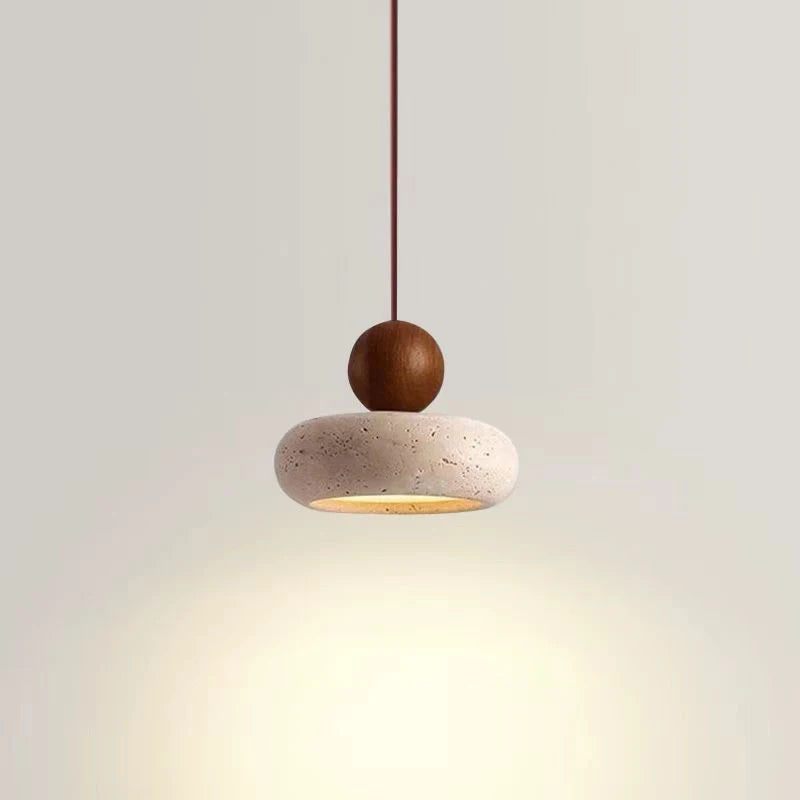 suspension lumineuse moderne pierre naturelle blanc brun lustre salon cuisine chambre minimaliste