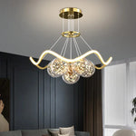 lustres led modernes or transparents sphères ondulees contemporains chambre salon