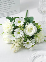 Bouquet artificiel fleurs soie rose blanc bleu orange feuilles vertes décoration mariage anniversaireextérieur classique