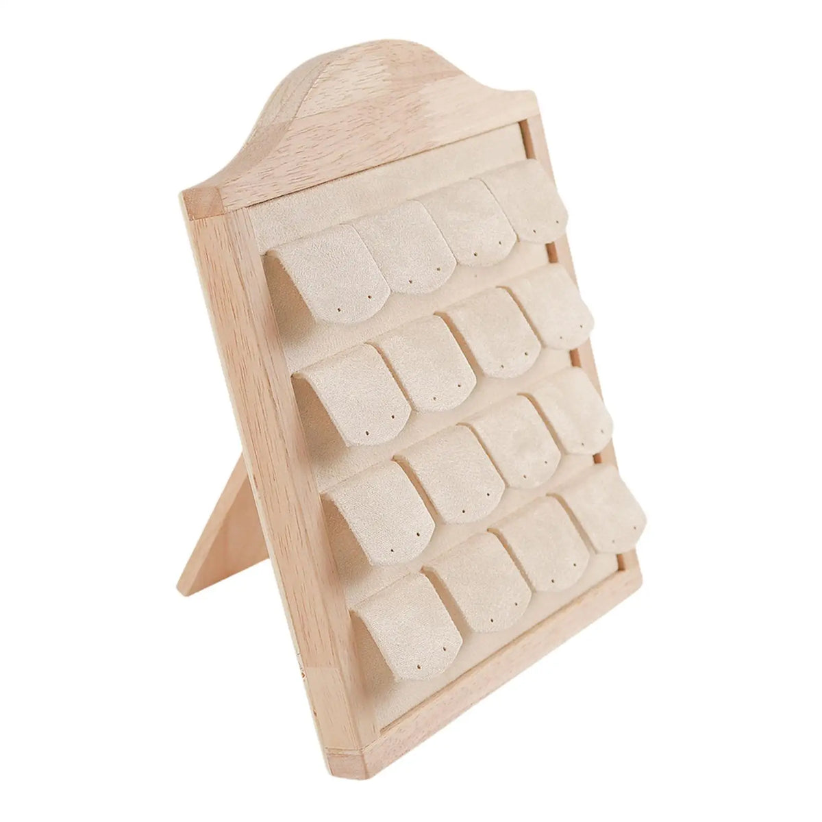 présentoir bijoux bois clair 16 paires velours grain rustique champêtre support