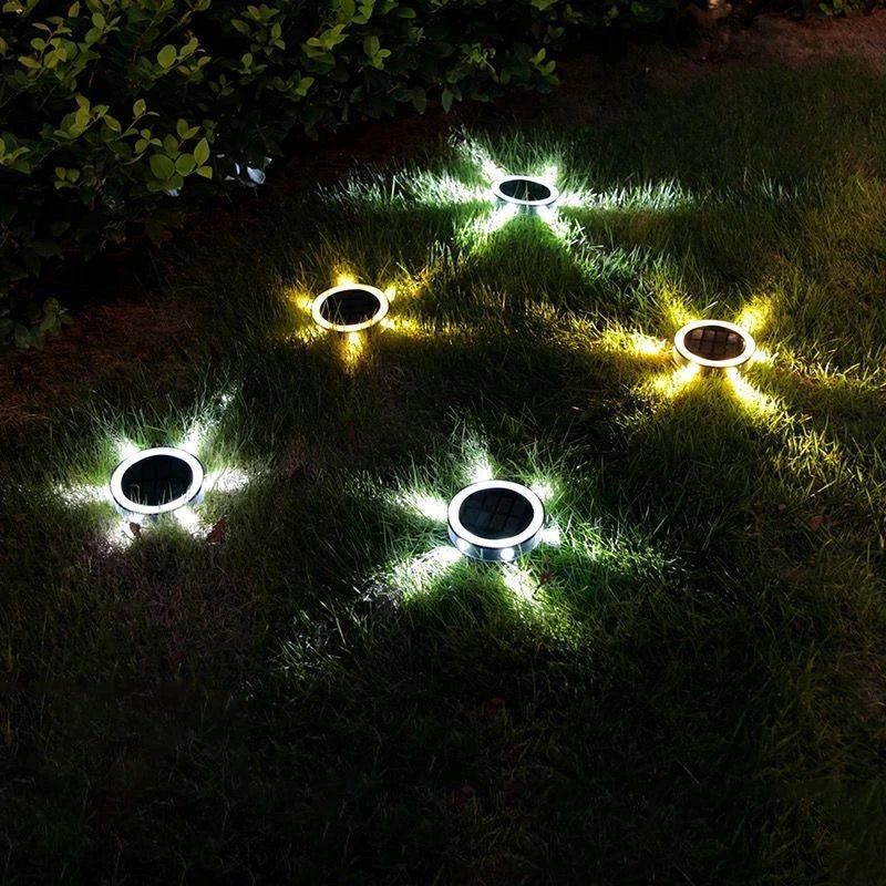 lampe solaire moderne panneaux solaires cercles lumineux noir argenté extérieure contemporaine ip65 led jardin