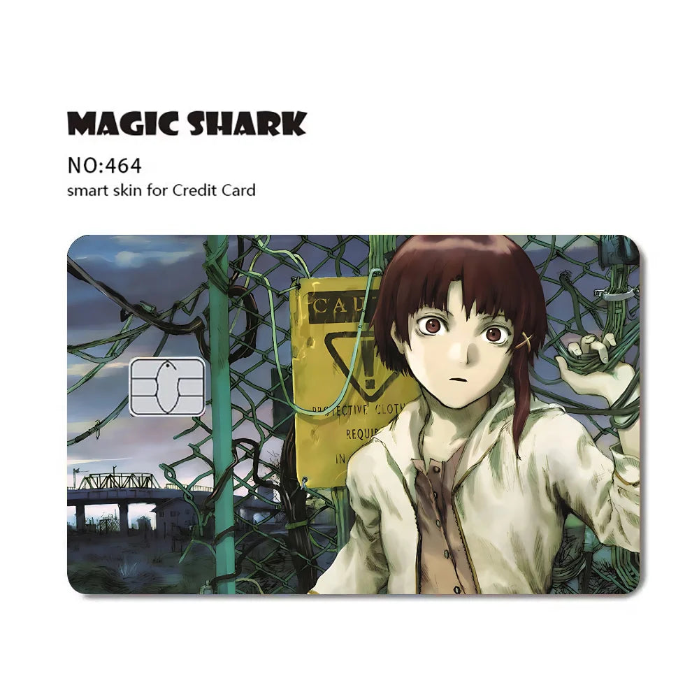 cartes crédit personnalisables dessin animé serial experiments lain stickers adhésifs multicolores opaques illustration américaine