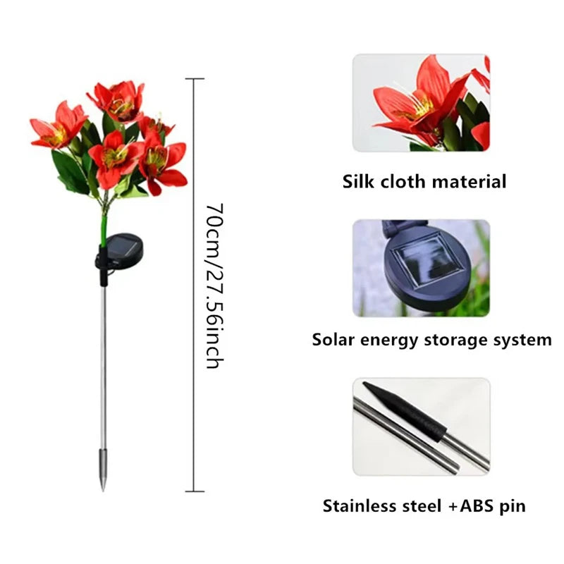 fleurs artificielles led solaire rouge jaune rose blanche orange jardin extérieur