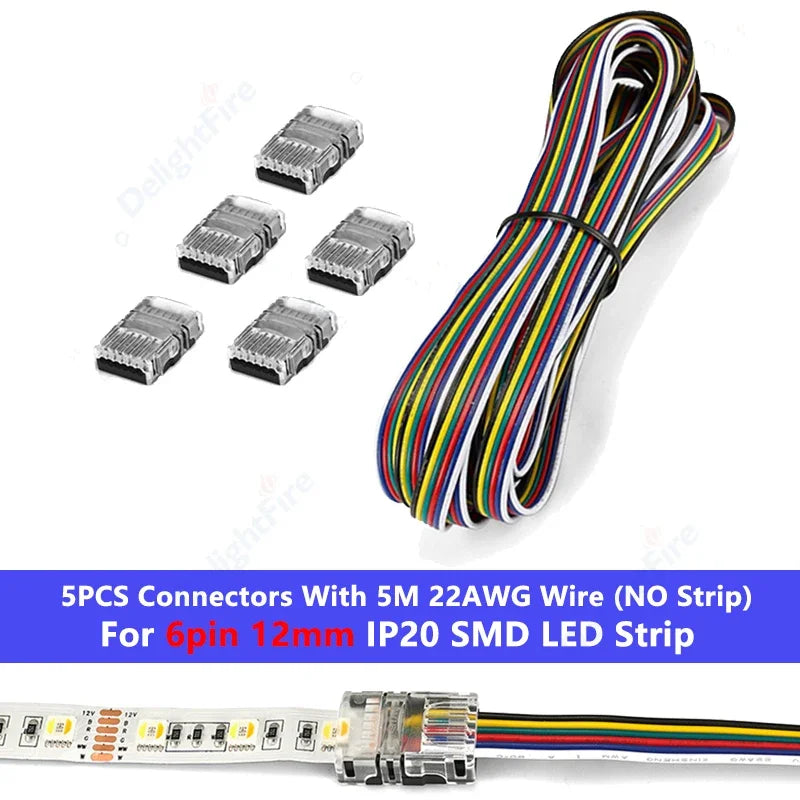 connecteurs câble led broches pièces extension 5m transparent noir 12v 24v smd rgb