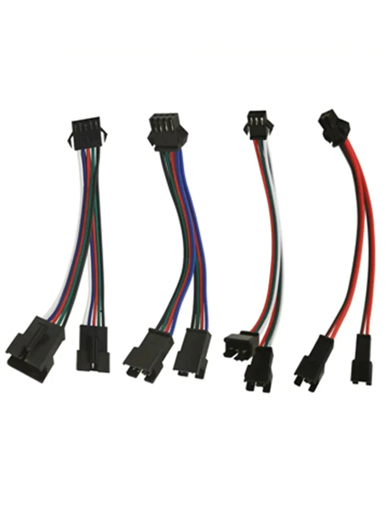câble patch led connecteur sm jst ws2812 ws2811 rgb 24v noir rouge bleu vert