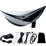 hamac deux personnes vert olive parachute léger filet antimosquitos carabines inox piquets aluminium sac