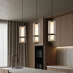 lampe suspendue transparente marbrée moderne salon restaurant chambre principal led dorée
