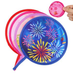 éventail pliant traditionnel japonais motif floral chaîne métallique bleu rose violet rouge blanc