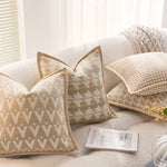 coussins décoratifs géométriques moderne beige crème jacquard fixés maison voiture