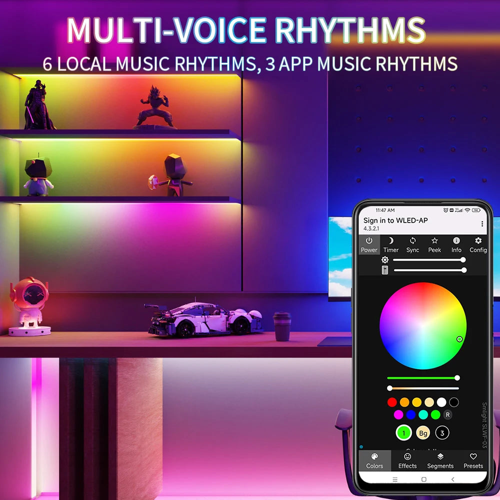 contrôleur led wifi esp32 mic rgb ic pixels ws2812b ws2811 ws2813 ws2815 blanc moderne