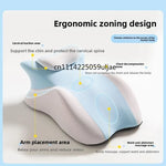 coussin multifonctionnel mousse mémoire forme polyester bleu clair gris clair texture douce ergonomique hypoallergénique
