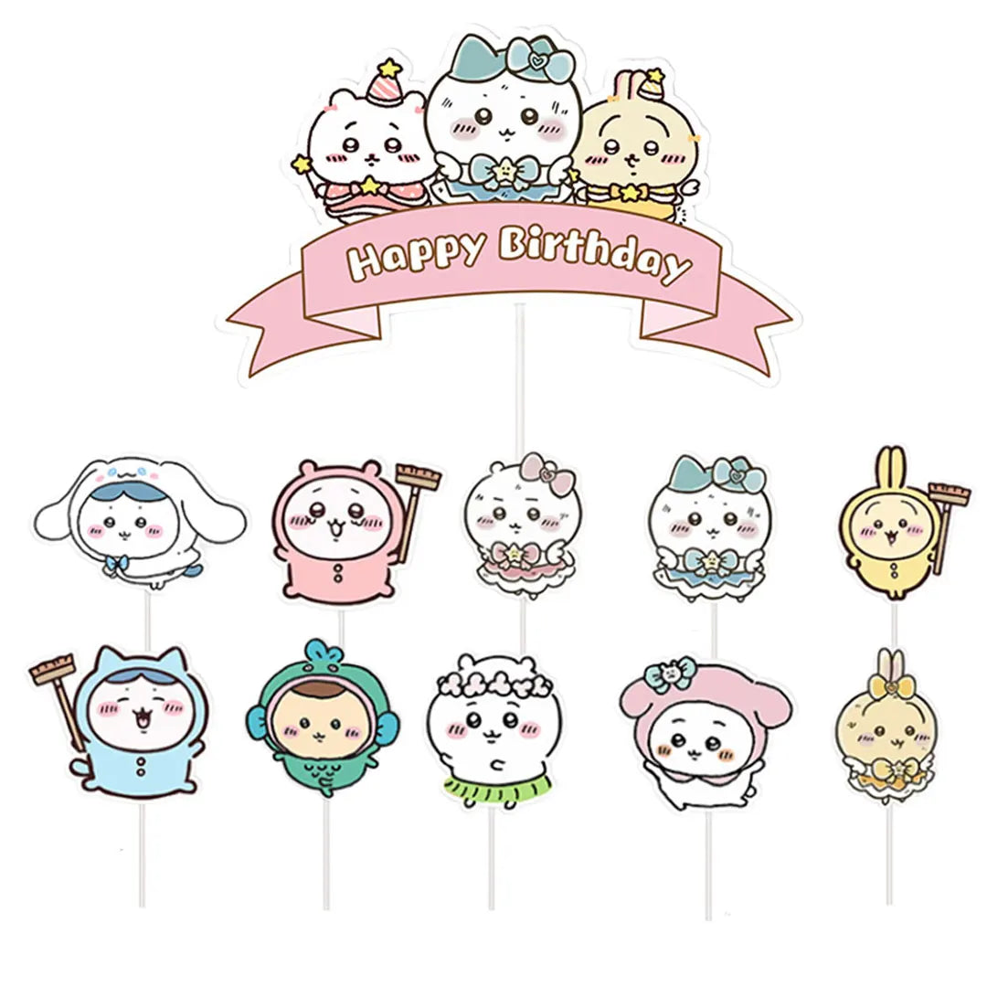 décoration gâteau kawaii dessins animés rubans lettres chiffres mariage anniversaire fêtes enfants poisson d'avril