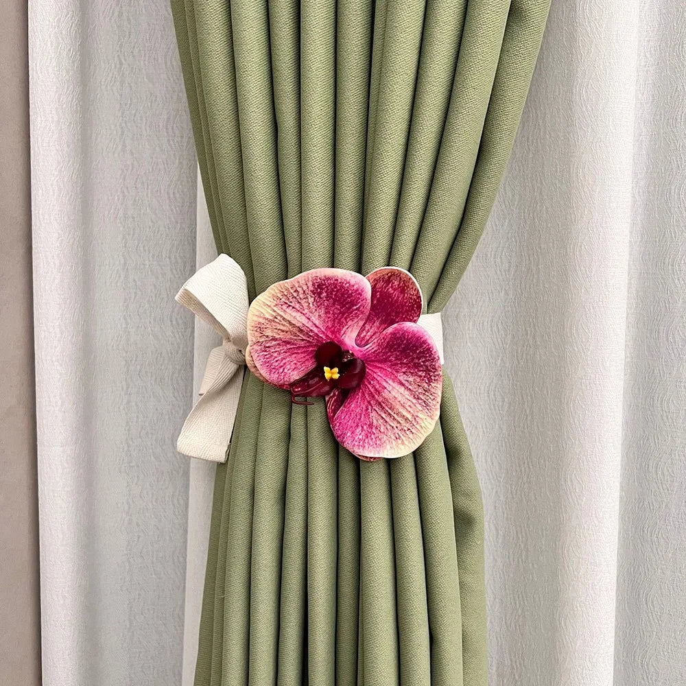 accessoires rideau fleurs artificielles couleurs multiples tissu coton plissé floral romantique fixations corde