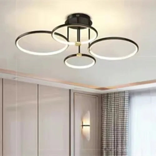 lampe suspendue or noir anneau circulaire moderne led télécommande chambre cuisine