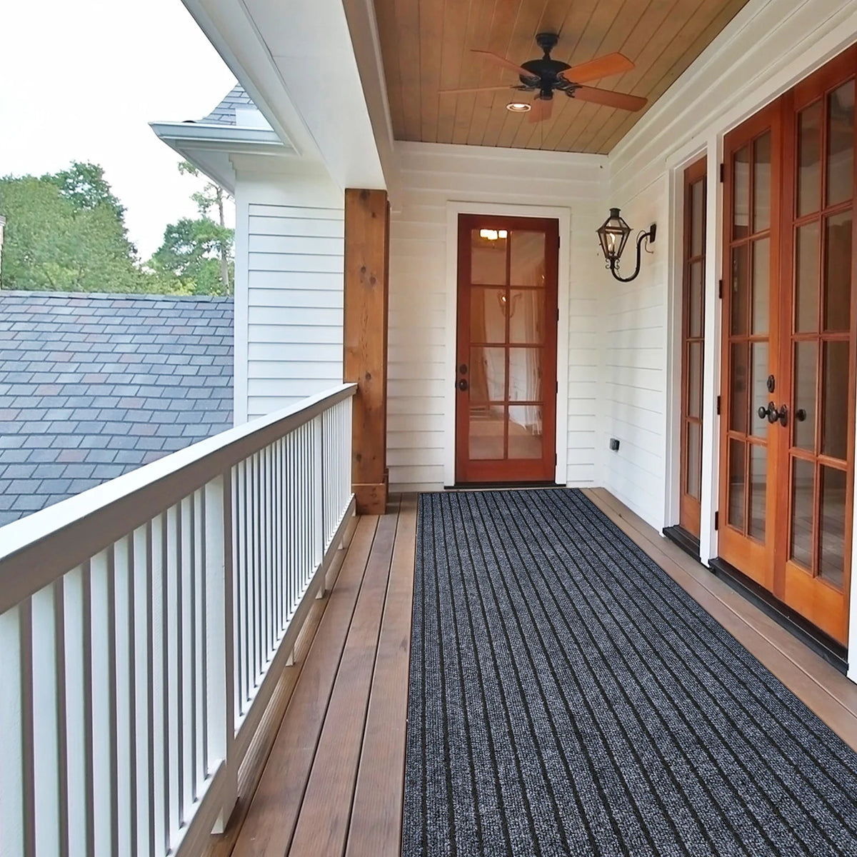 tapis rayé gris moderne polypropylène chambre rectangle absorption 60x120cm lavage main