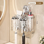 porte produits mural transparent texturé moderne ventouse brosses dents salle bain