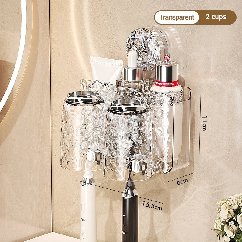 porte produits mural transparent texturé moderne ventouse brosses dents salle bain