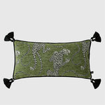 housse coussin rectangle chenille léopard brodé 30x60cm noir moderne décoration sofa lit bar