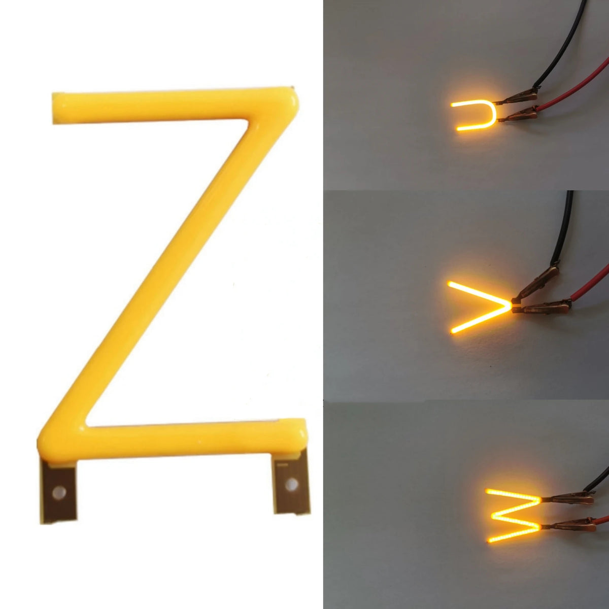 lettre lumineuse jaune décoration led moderne clips métalliques fête noël vacances