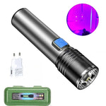 lampe torche uv rechargeable led gris noir 5w zoomable certifications ccc fcc rohs ul