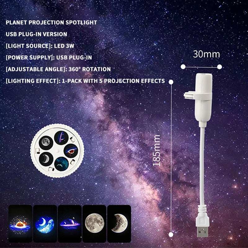 projecteur étoiles galaxie blanc motifs planètes lunes moderne clips chambre décoration led