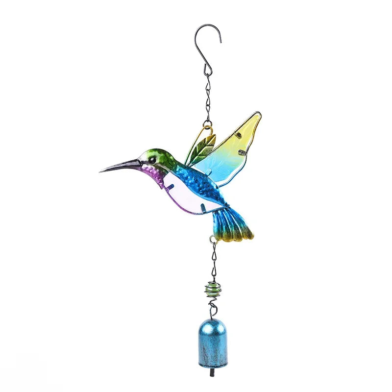 colibris libellules suspendus transparents métal verre peint oiseaux décoratifs cloches chaînes motifs floraux