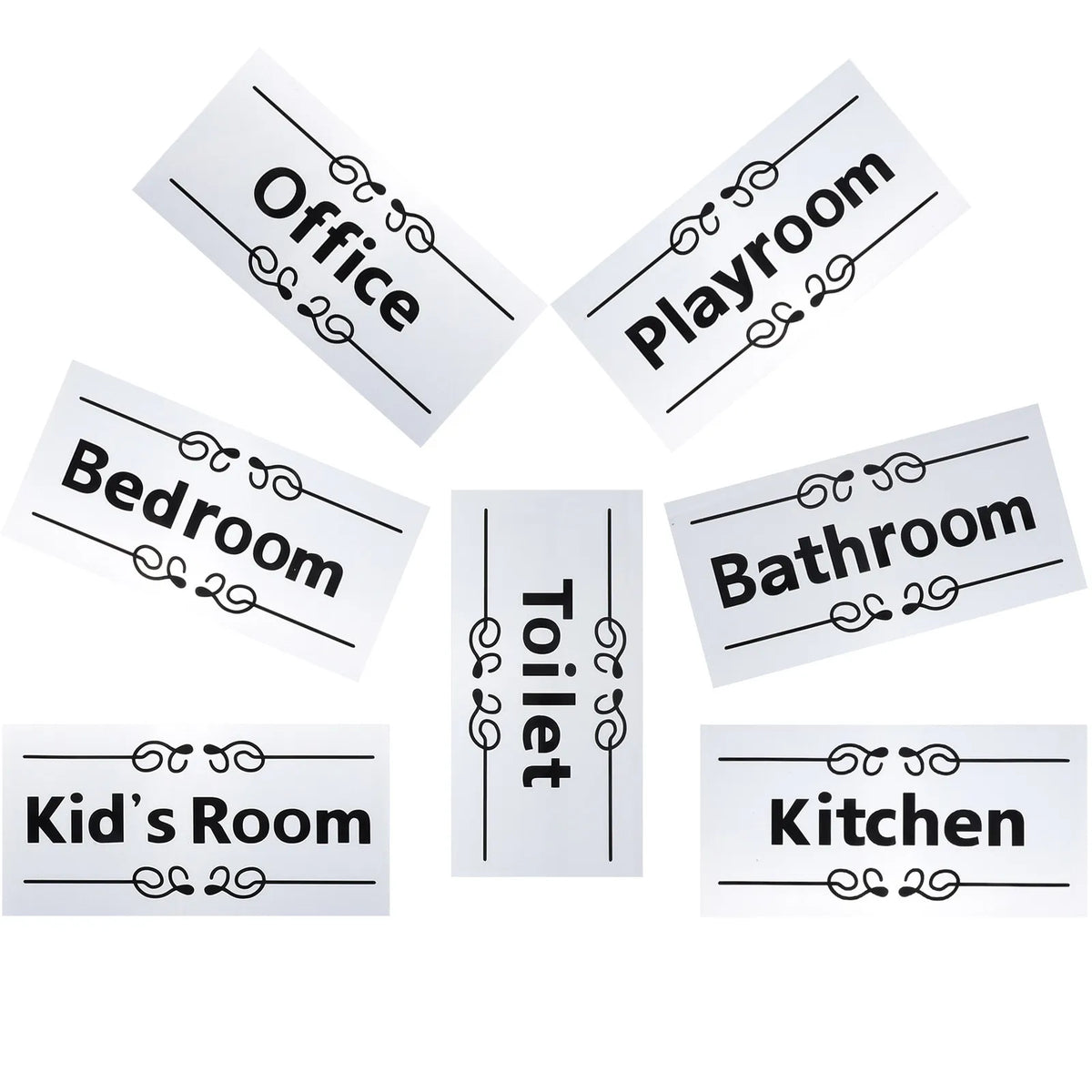 stickers porte texte minimaliste blanc noir salle bain chambre toilette kitchen kid's room adhésifs
