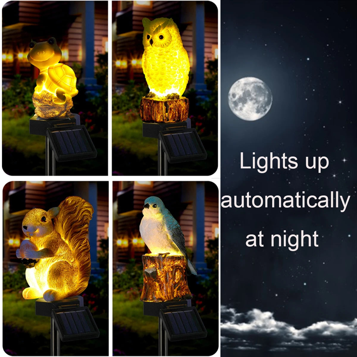décoration extérieure solaire souris hibou oiseau grenouille animaux patio jardin réaliste imperméable lumière solarisée