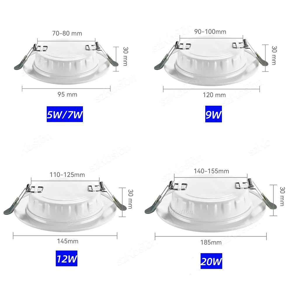 spots led blancs modernes clips instructions 4000k 6500k 7w 9w 12w 20w