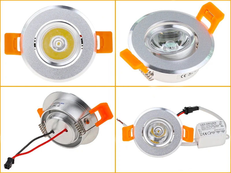 spot led noir orange argent 3w clips modernes 65mm 25mm 50mm