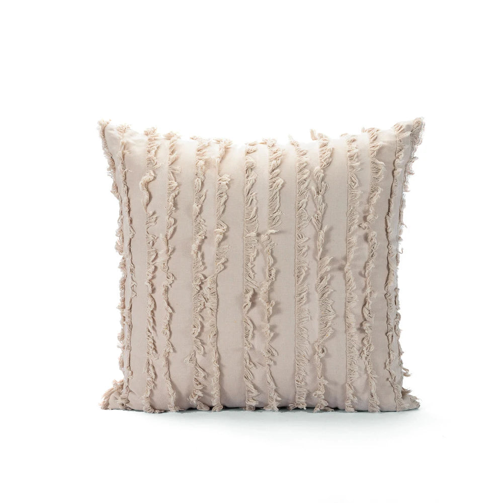 taies d'oreiller coton rayées beige clair 30x50cm 45x45cm boho chic ornemental voiture maison