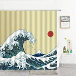 rideau douche imprimé vague japonais ourlet standard polyester opaque moderne tringle respectueux environnement