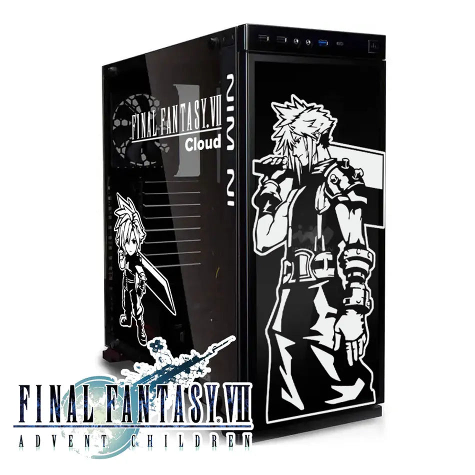 autocollants graphiques final fantasy vii cloud sephiroth tifa vincent boitier pc noir blanc