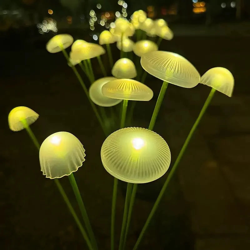 lumière solaire champignon multicolore semi transparent moderne patio jardin led piquet fixéextérieur ambiance