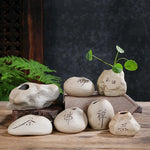 pot plantes céramique pierre texture naturelle gris beige artisanal rustique decoration maison