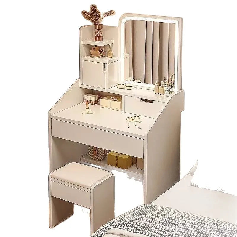 table maquillage moderne miroir lumineux tabouret blanc mdf chambre coucher